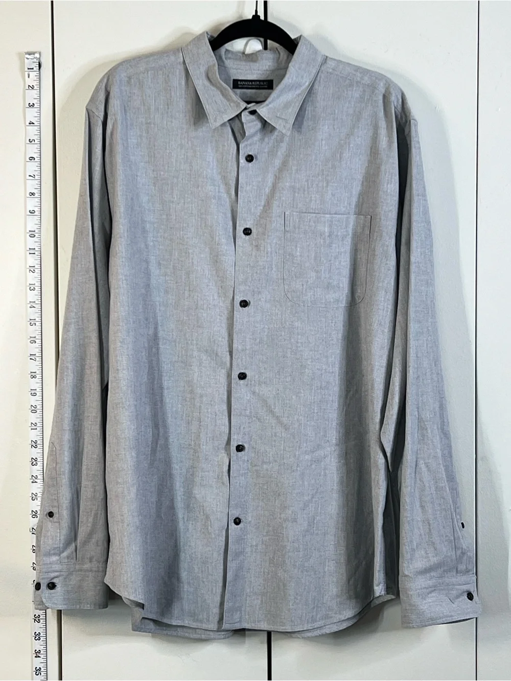 Banana Republic Men’s XL Grant Fit Gray 100% Cotton Stretch Oxford Button Down